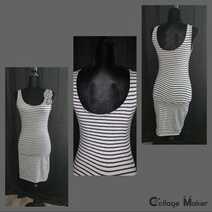 Gray and black strip bodycon